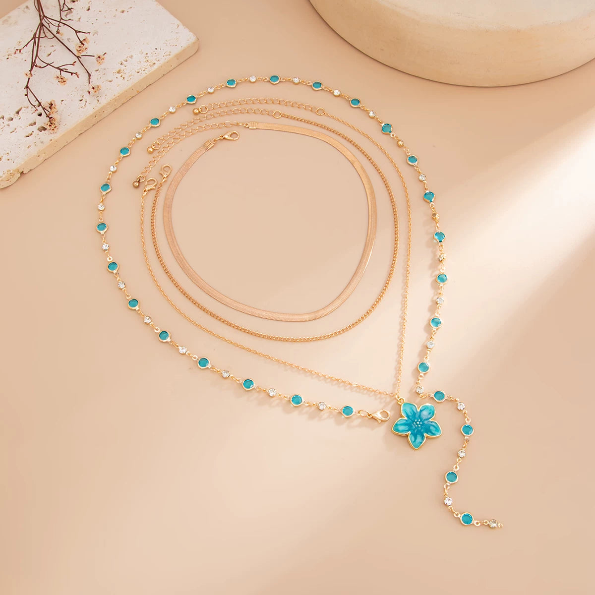 Missy Jewelry - Asra Layered Flower Lariat Necklace