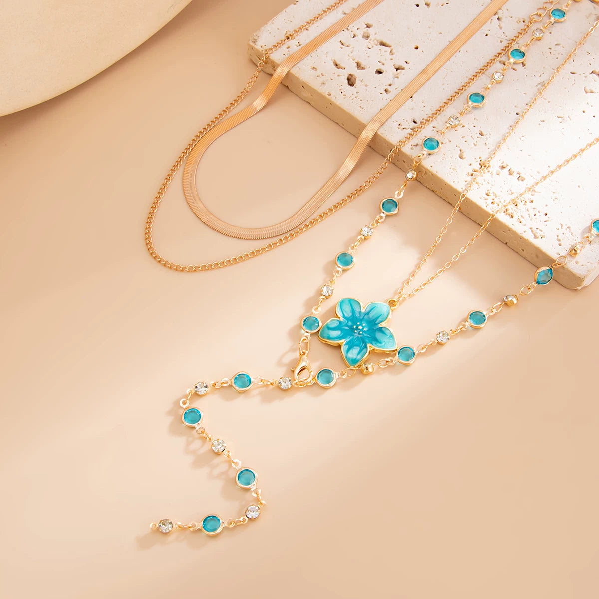 Missy Jewelry - Asra Layered Flower Lariat Necklace