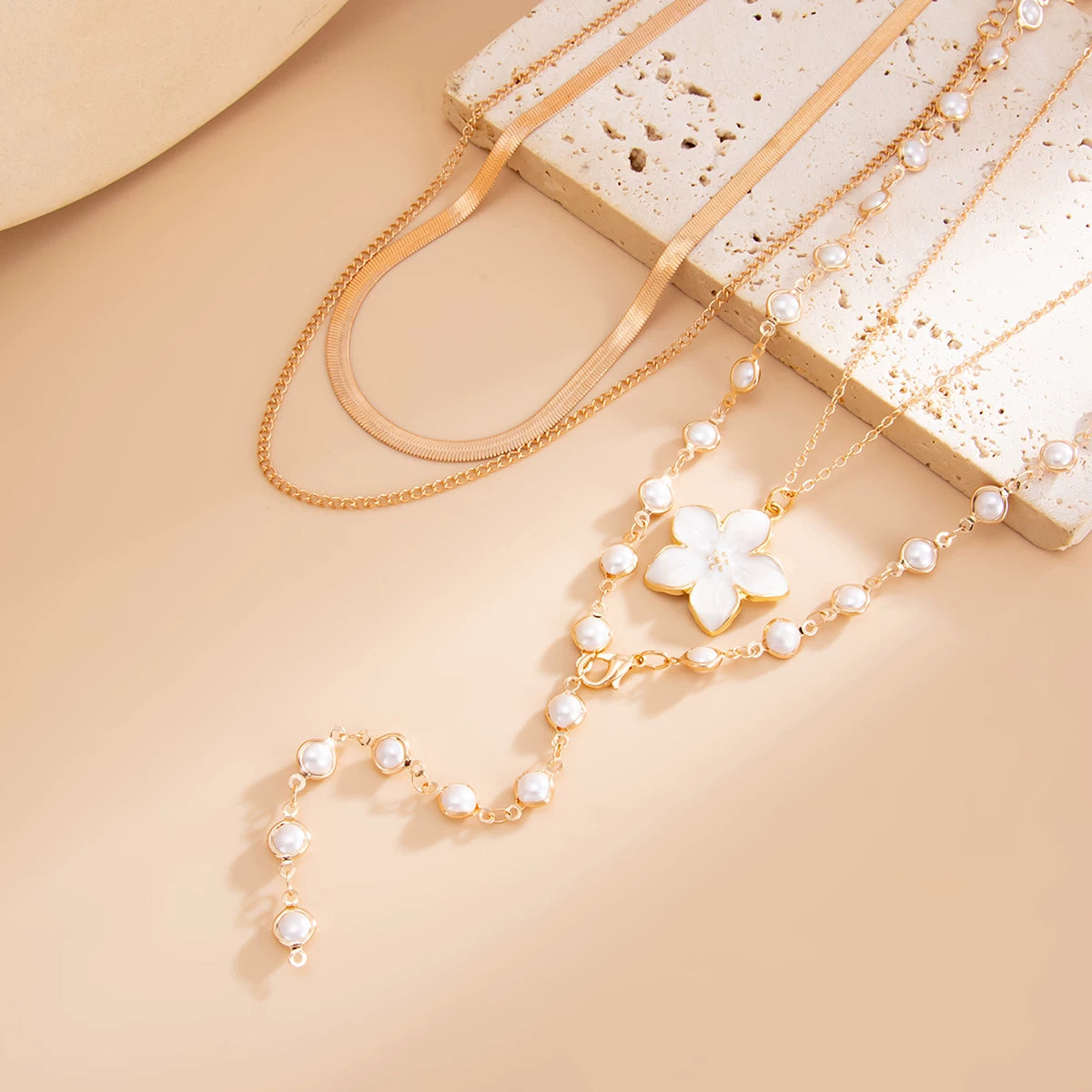 Missy Jewelry - Asra Layered Flower Lariat Necklace