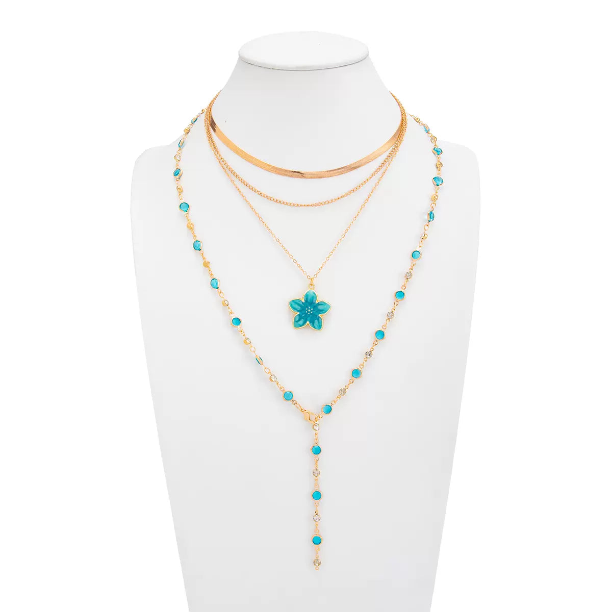 Missy Jewelry - Asra Layered Flower Lariat Necklace