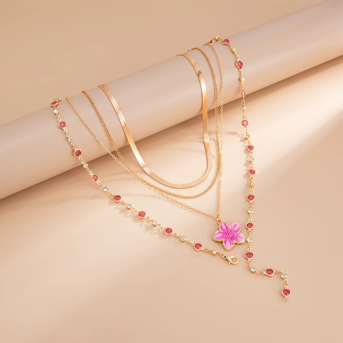 Missy Jewelry - Asra Layered Flower Lariat Necklace