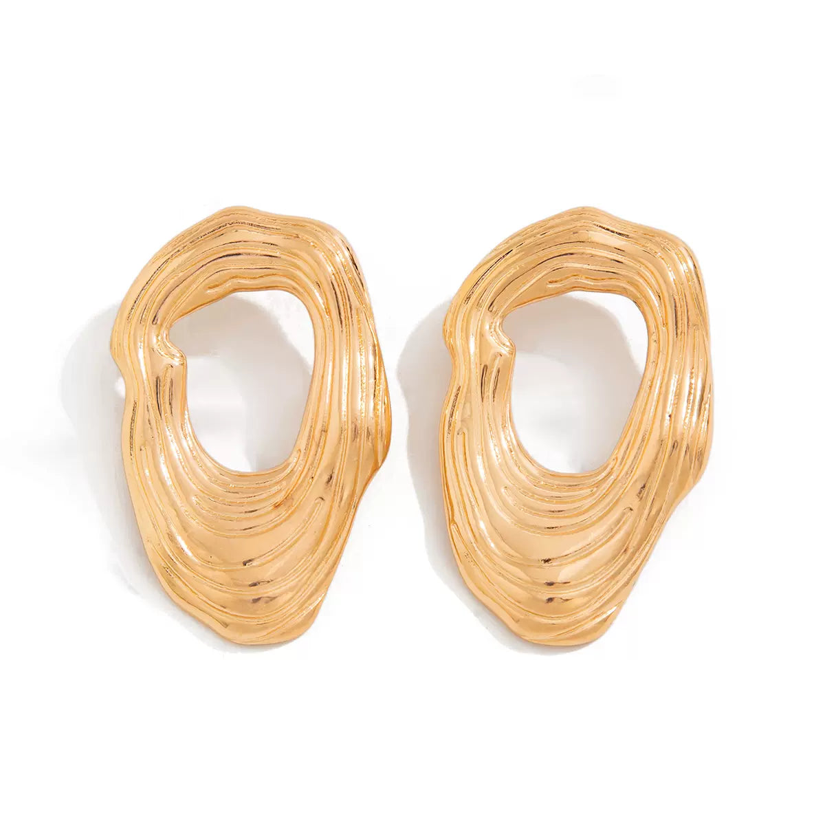 Missy Jewelry - Aurianna Irregular Textured Gold Earrings - Gold Color