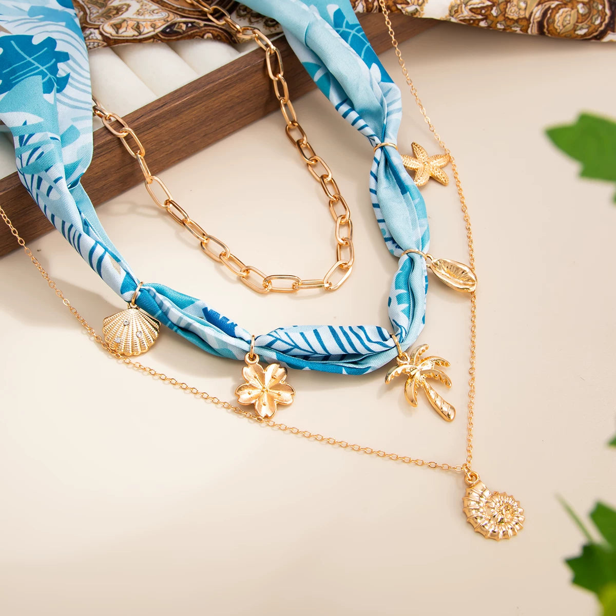 Missy Jewelry - Beautiful Layered Tropical Scarf Necklace