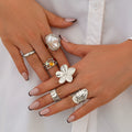 Missy Jewelry - Bowie Textured Pearl Ring Set