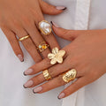 Missy Jewelry - Bowie Textured Pearl Ring Set