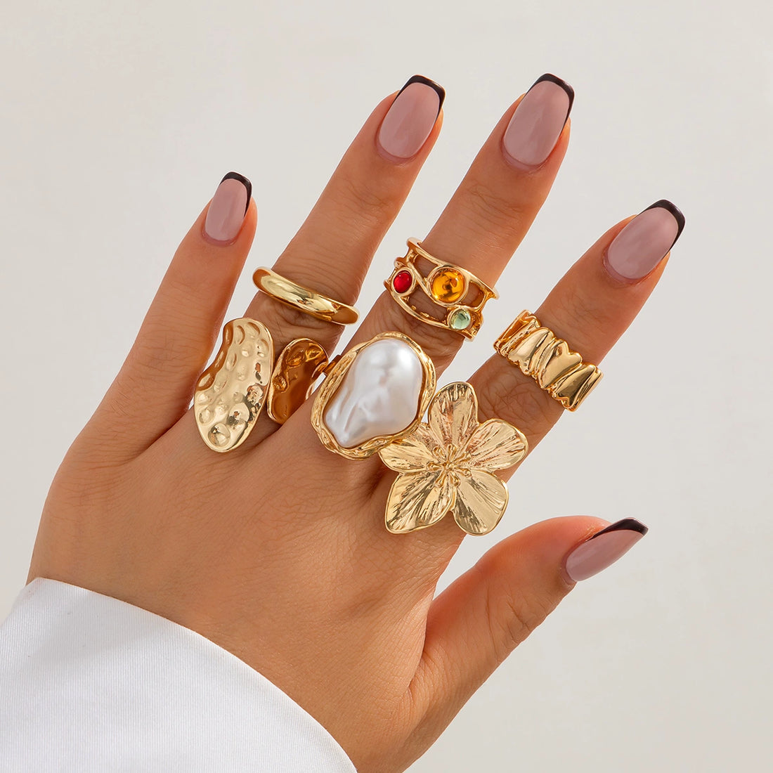 Missy Jewelry - Bowie Textured Pearl Ring Set