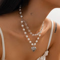 Missy Jewelry - Cataleyah Heart Pearl Layered Necklace