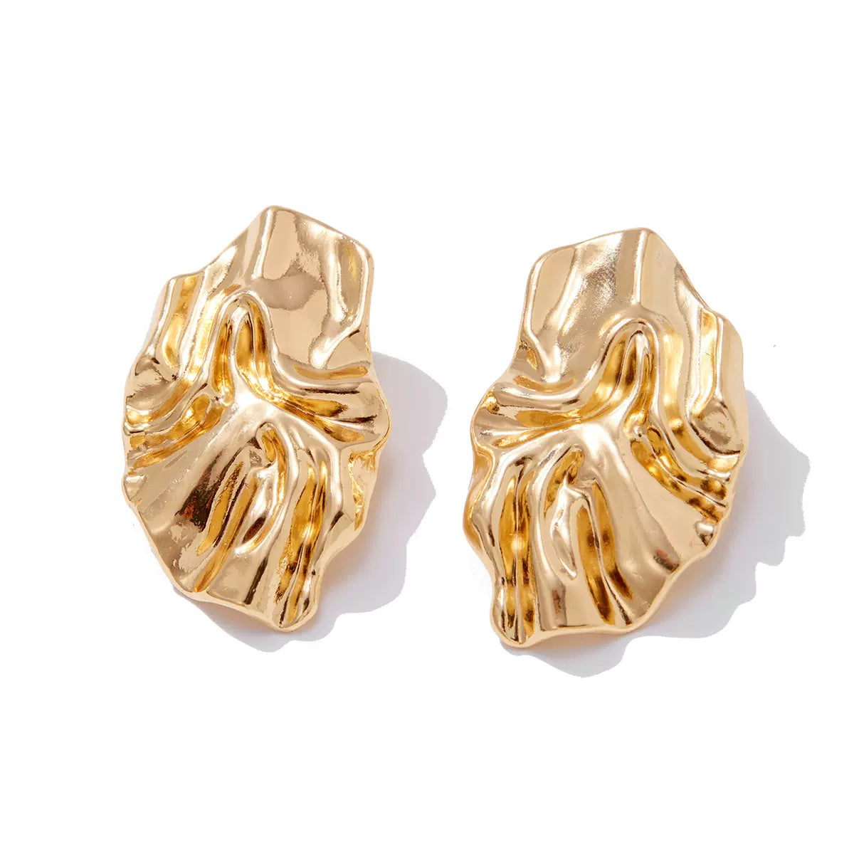 Missy Jewelry - Chanel Irregular Pleated Statement Earrings - Gold Style 1 Color