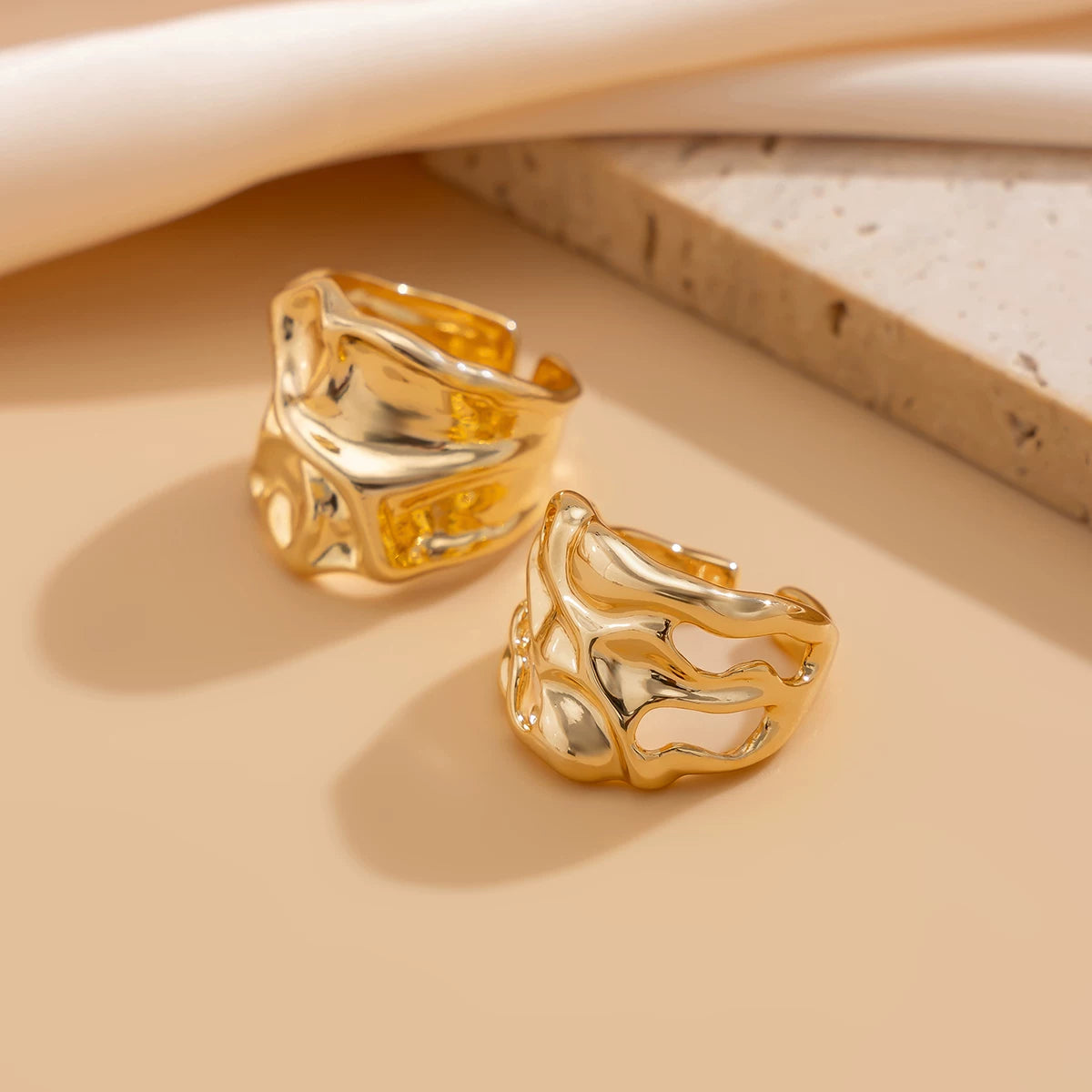 Missy Jewelry - Chanelle Organic Wavy Open Ring Set