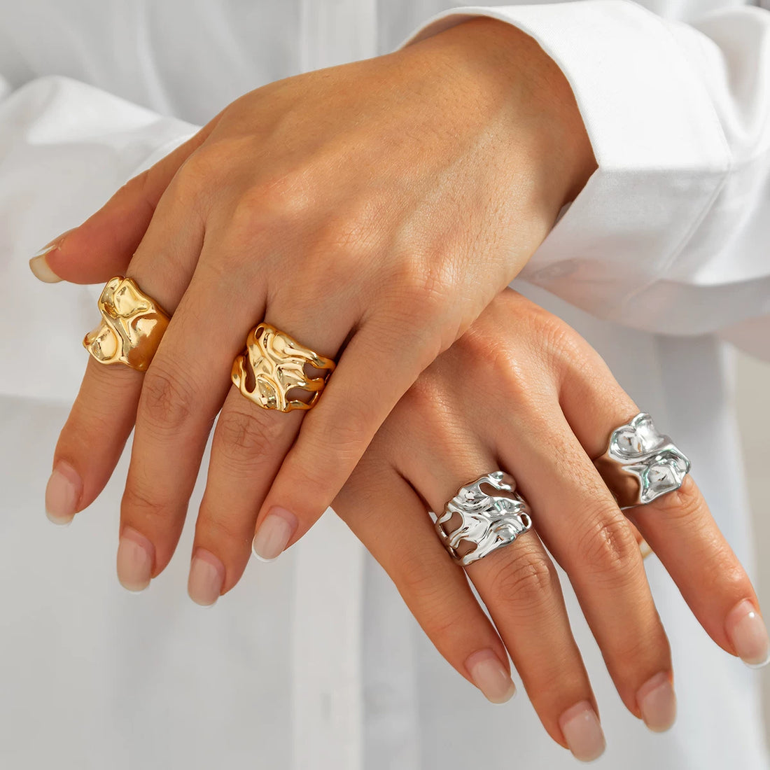 Missy Jewelry - Chanelle Organic Wavy Open Ring Set