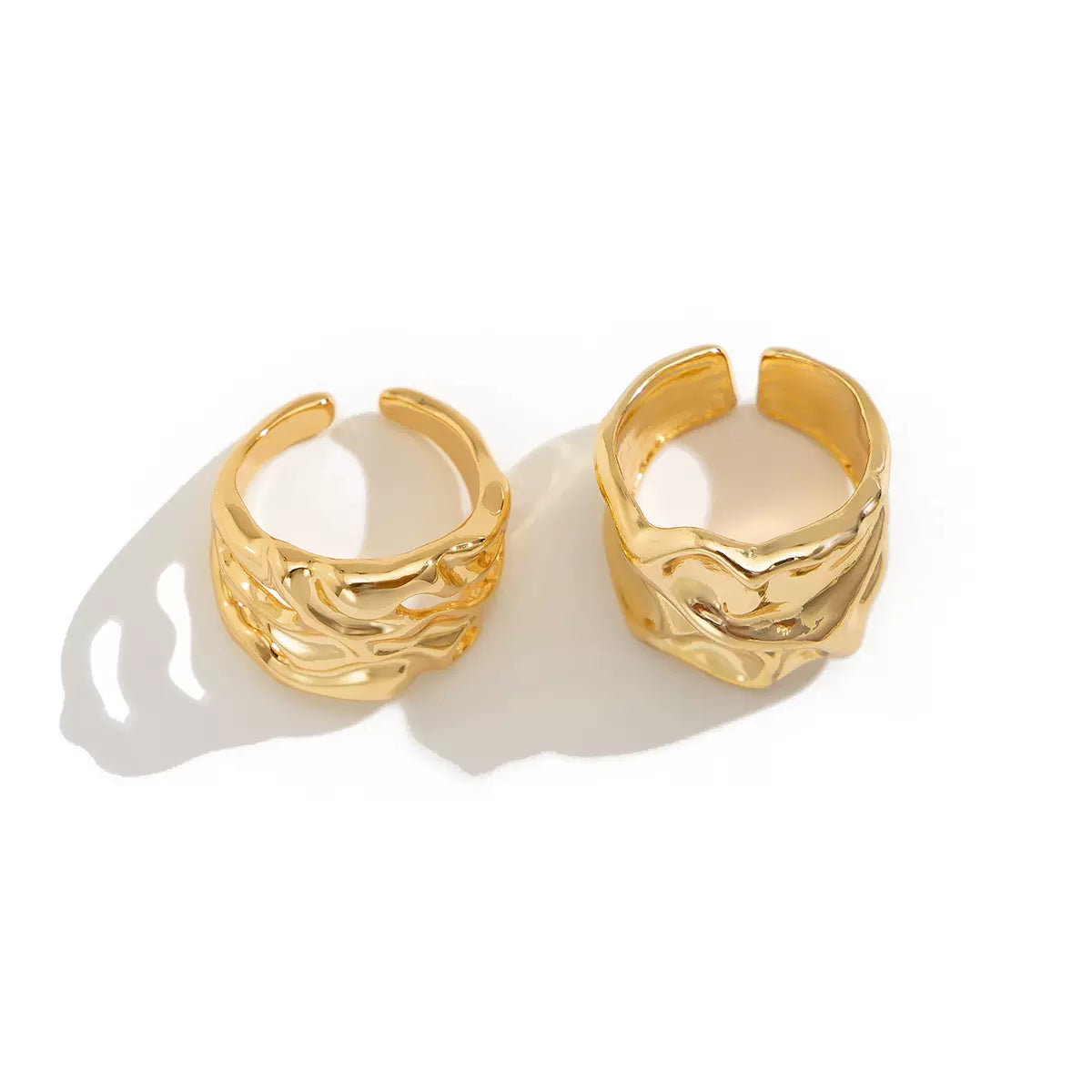 Missy Jewelry - Chanelle Organic Wavy Open Ring Set - Gold 2-Piece Ring Set Color