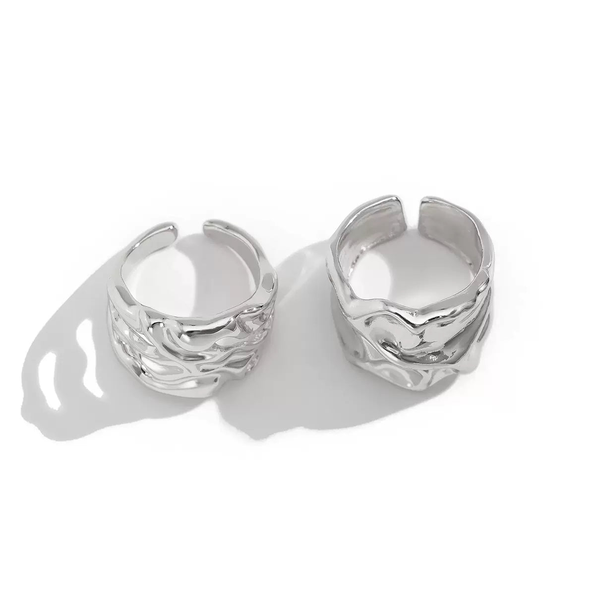 Missy Jewelry - Chanelle Organic Wavy Open Ring Set - Silver 2-Piece Ring Set Color