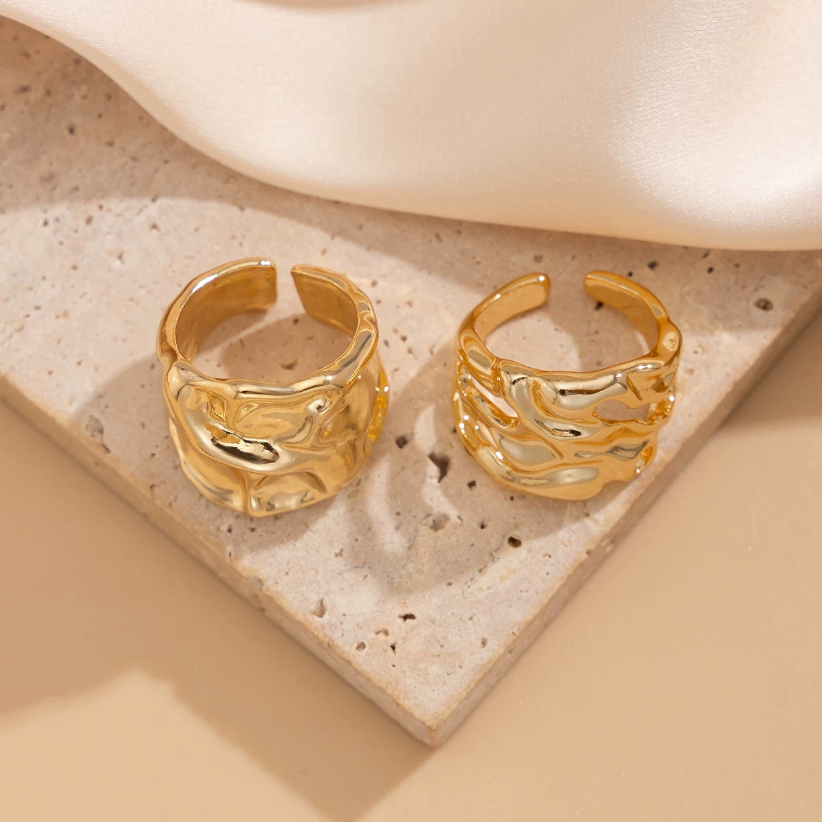 Missy Jewelry - Chanelle Organic Wavy Open Ring Set
