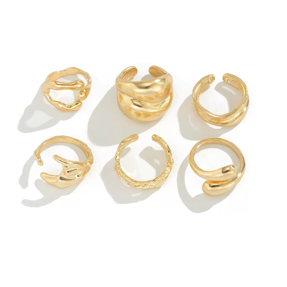 Missy Jewelry - Christine Organic Molten Ring Set - Gold Color