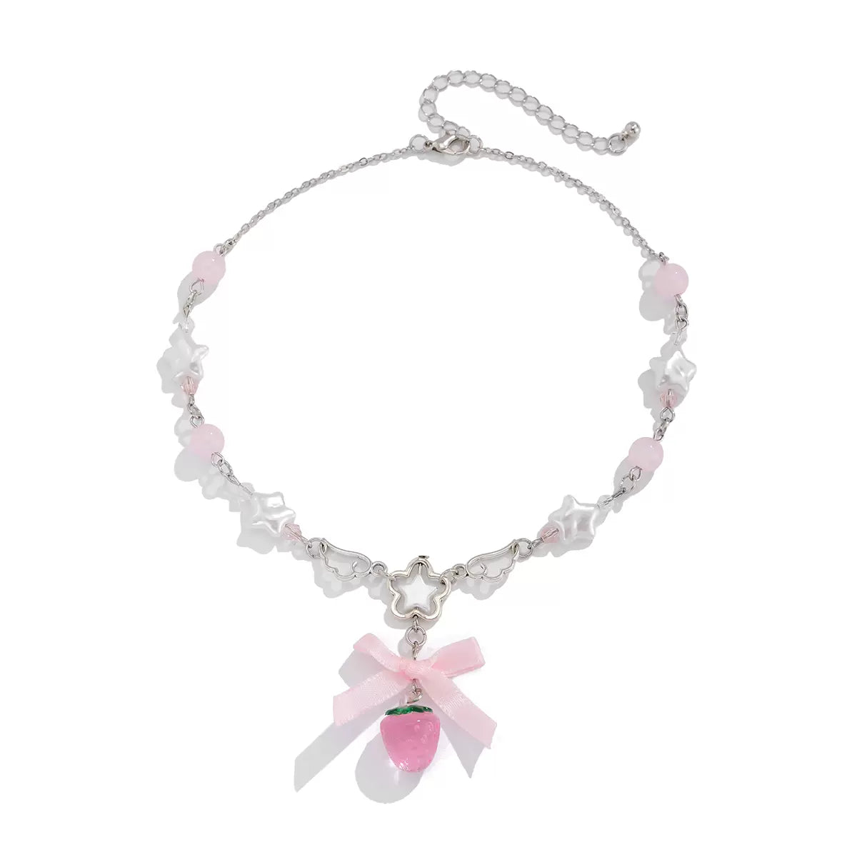 Missy Jewelry - Ciana Strawberry Bow Pendant Necklace - Pink Strawberry Necklace Color