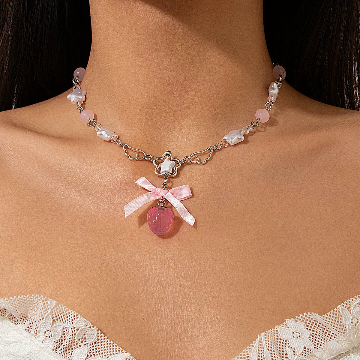 Missy Jewelry - Ciana Strawberry Bow Pendant Necklace
