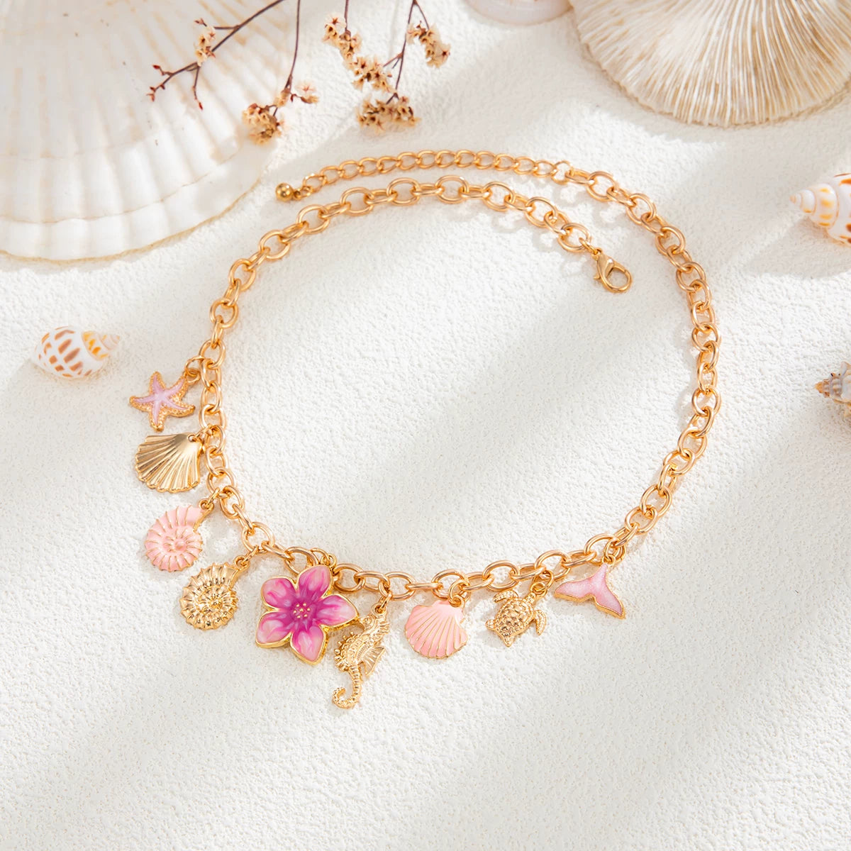 Missy Jewelry - Cing Ocean Charm Floral Necklace