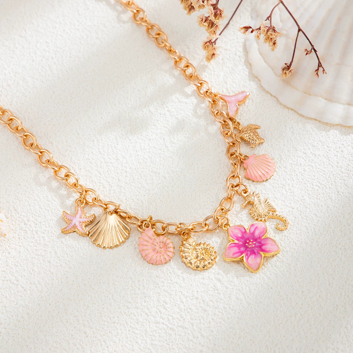 Missy Jewelry - Cing Ocean Charm Floral Necklace