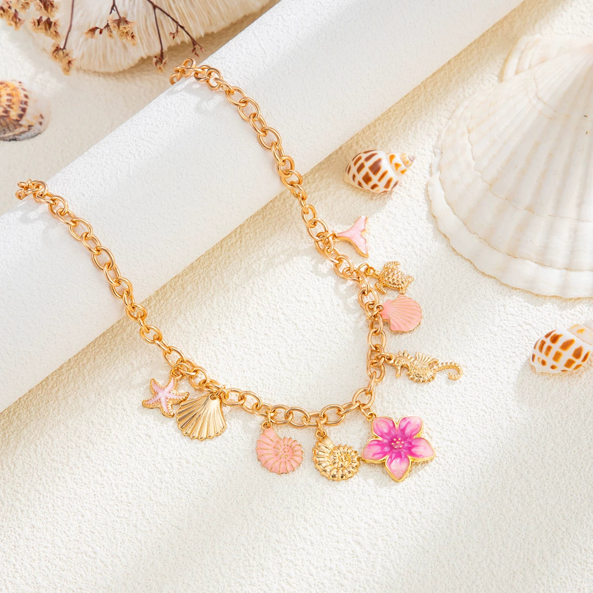 Missy Jewelry - Cing Ocean Charm Floral Necklace