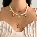 Missy Jewelry - Dahlia Pearl Charm Layered Necklace