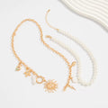 Missy Jewelry - Dahlia Pearl Charm Layered Necklace - Gold Style 2 Color