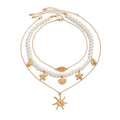 Missy Jewelry - Dahlia Pearl Charm Layered Necklace - Gold Style 1 Color