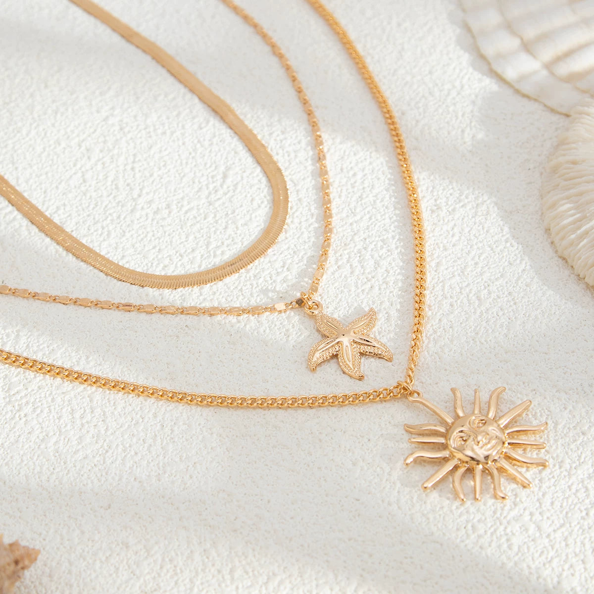 Missy Jewelry - Eila Sun and Starfish Layered Necklace