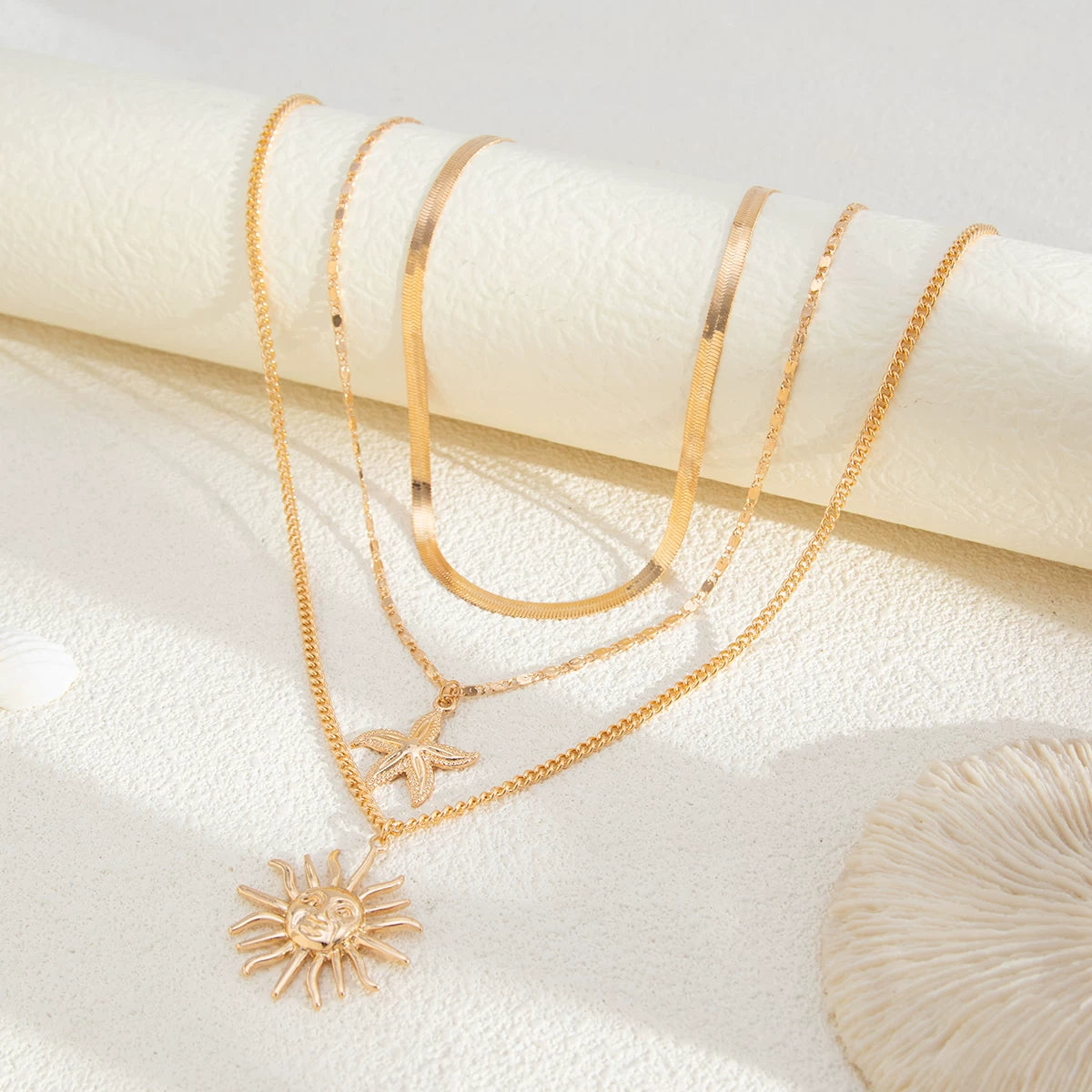 Missy Jewelry - Eila Sun and Starfish Layered Necklace
