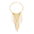 Missy Jewelry - Elenna Woven Mesh Tassel Necklace - Gold Color