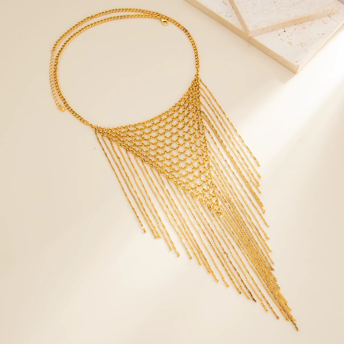 Missy Jewelry - Elenna Woven Mesh Tassel Necklace