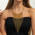 Missy Jewelry - Elenna Woven Mesh Tassel Necklace - Gold Color