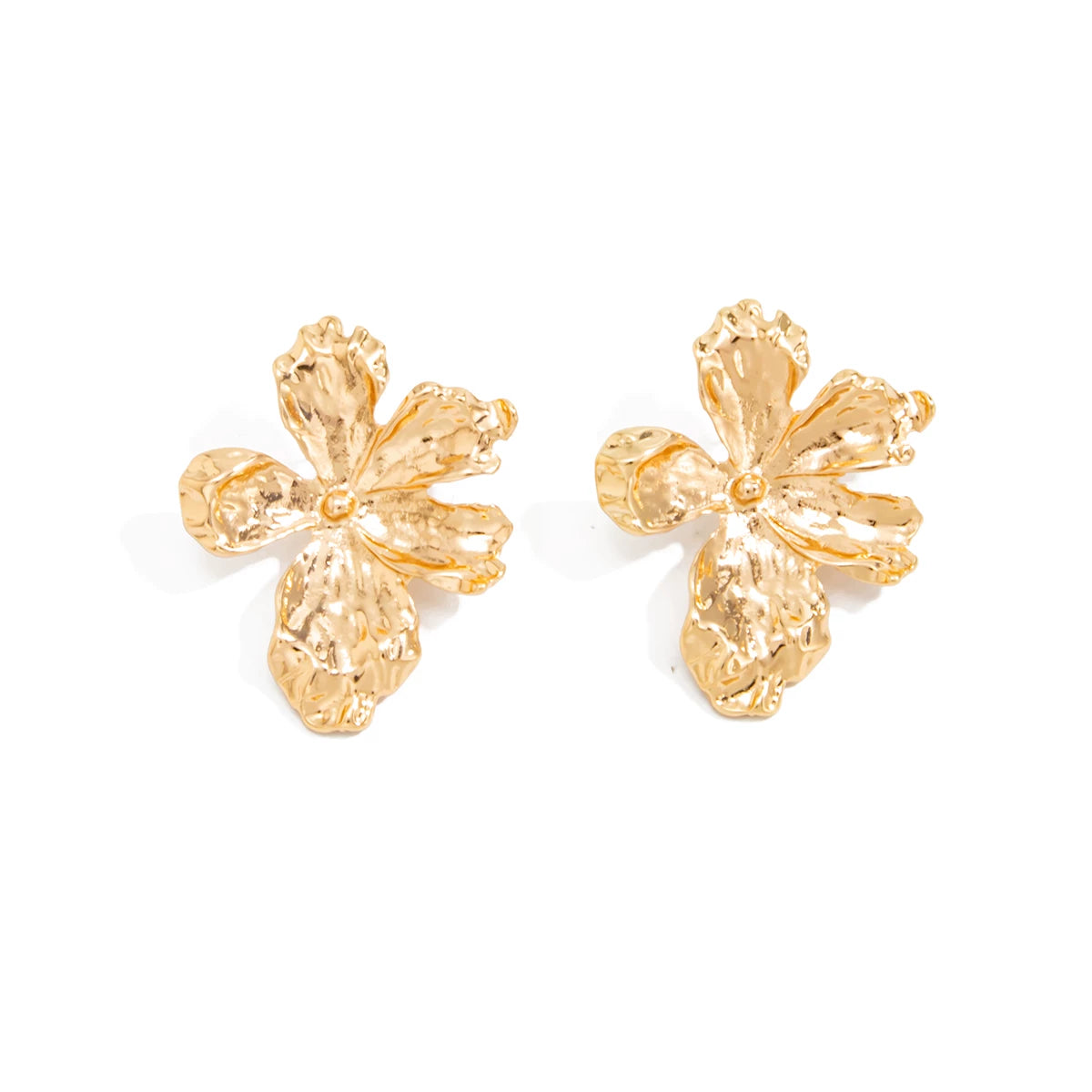 Missy Jewelry - Emaan Textured Gold Floral Earrings