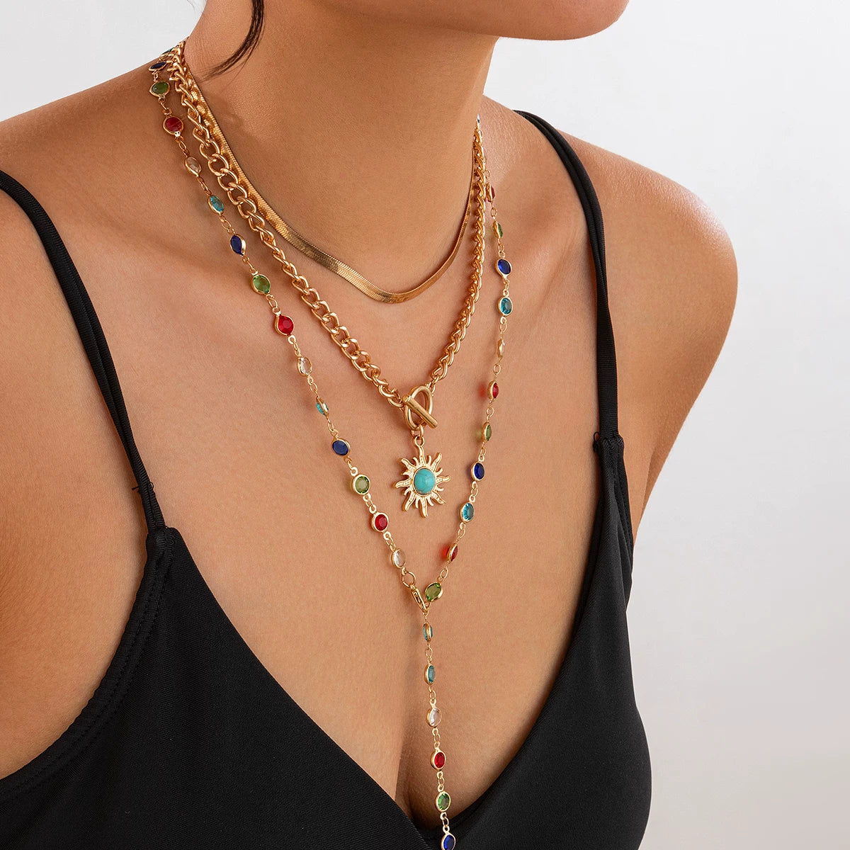 Missy Jewelry - Gabby Sun Pendant Layered Necklace