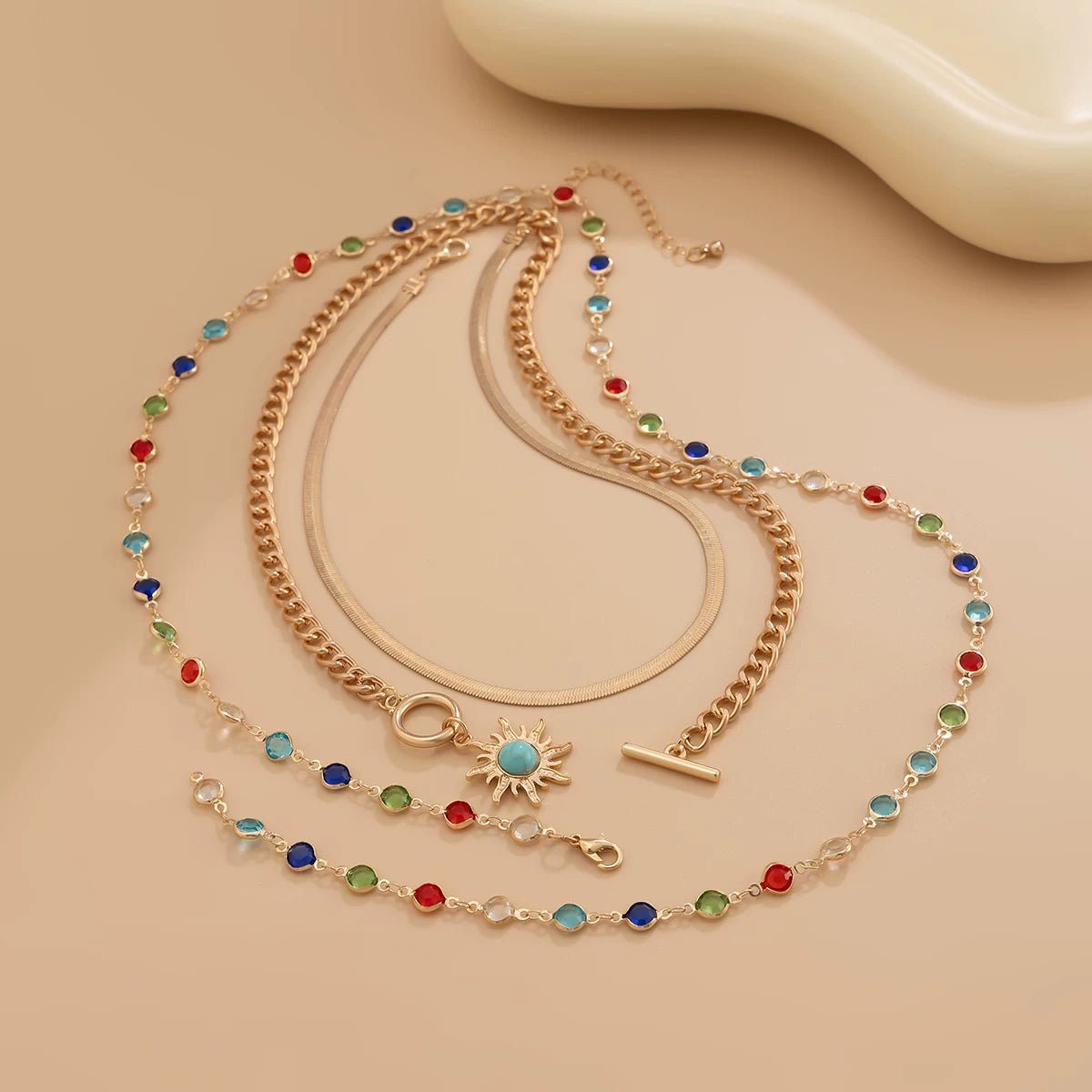 Missy Jewelry - Gabby Sun Pendant Layered Necklace