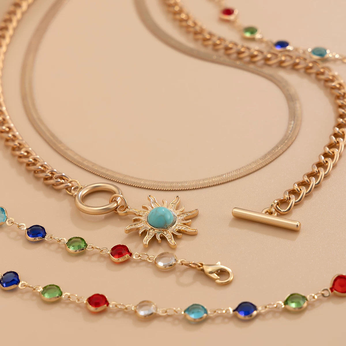 Missy Jewelry - Gabby Sun Pendant Layered Necklace