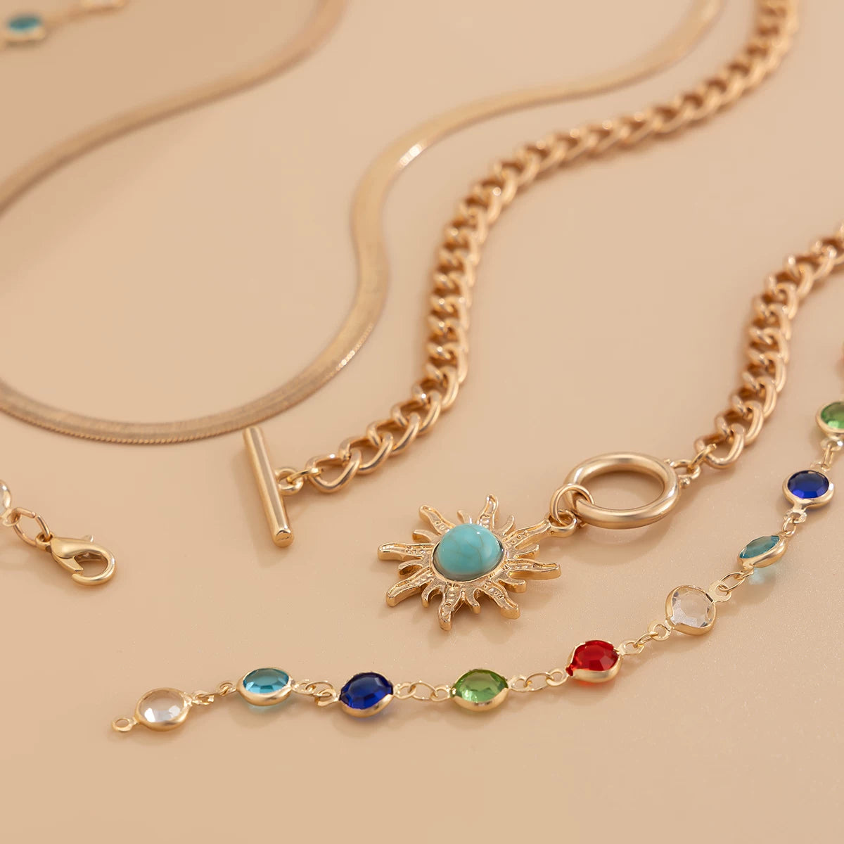 Missy Jewelry - Gabby Sun Pendant Layered Necklace