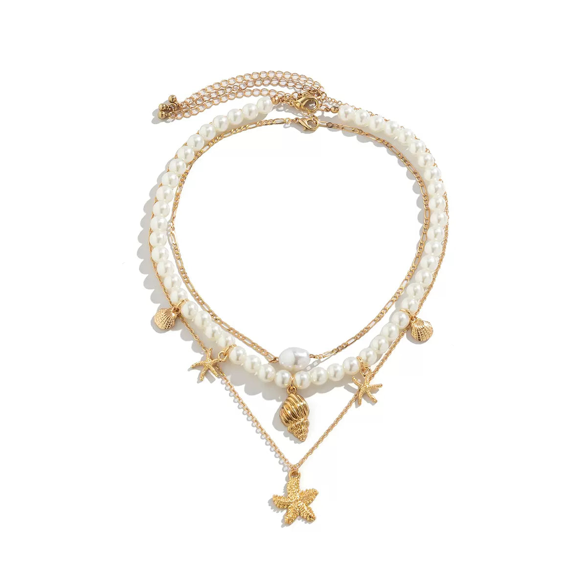 Missy Jewelry - Gianna Layered Shell Pearl Necklace - 3-Piece Necklace Set Color