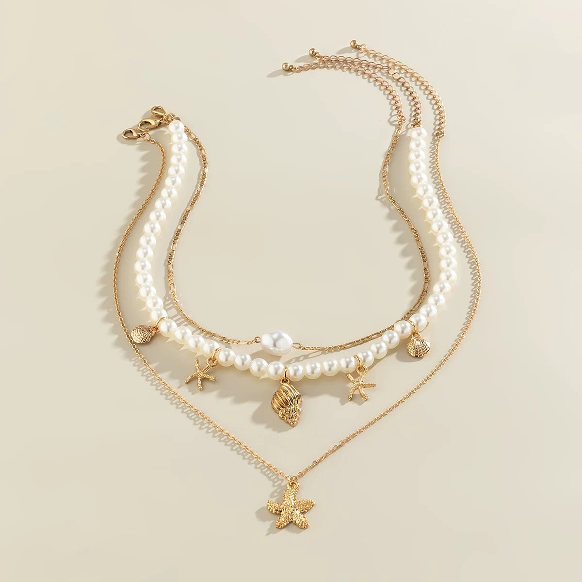 Missy Jewelry - Gianna Layered Shell Pearl Necklace