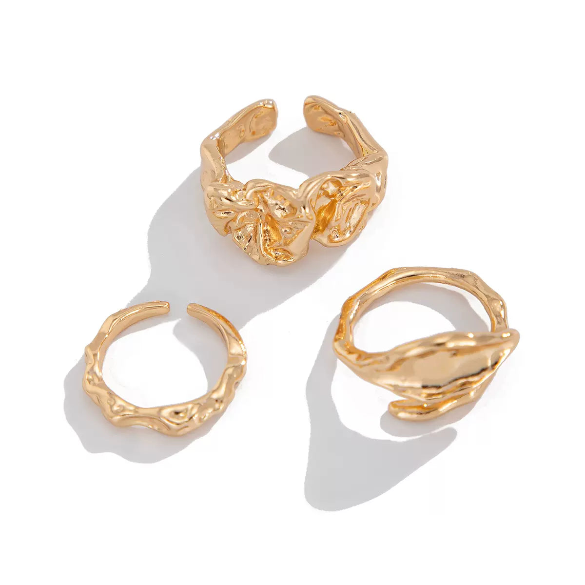 Missy Jewelry - Haylee Molten Organic Ring Set - Gold Color