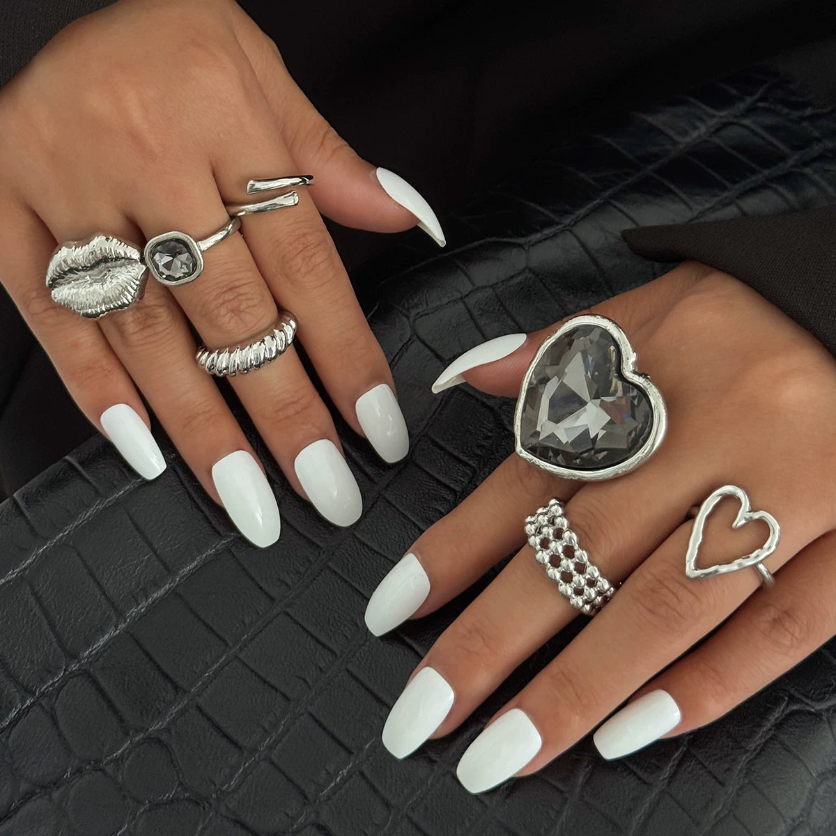Missy Jewelry - Honor Heart Crystal Ring Set