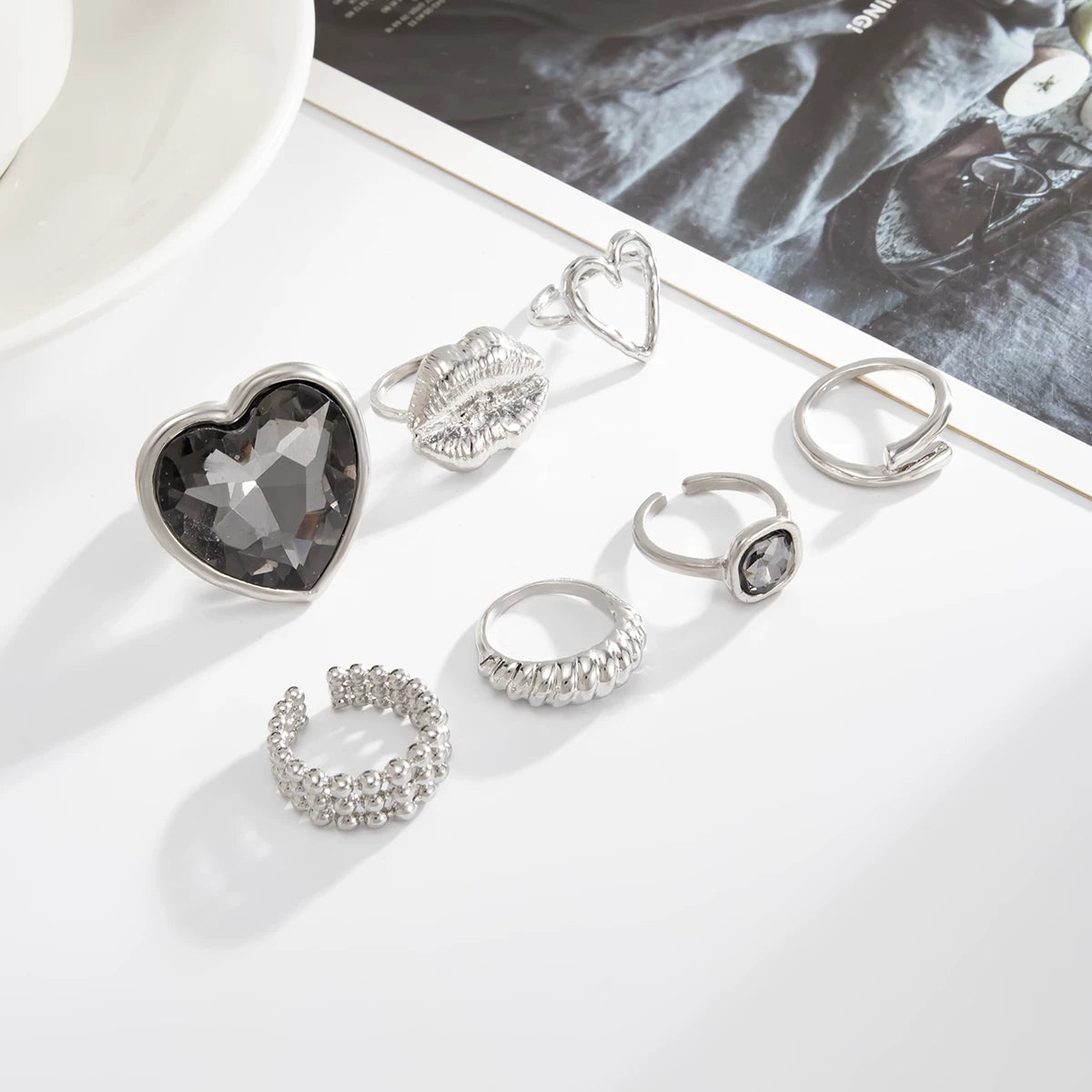Missy Jewelry - Honor Heart Crystal Ring Set