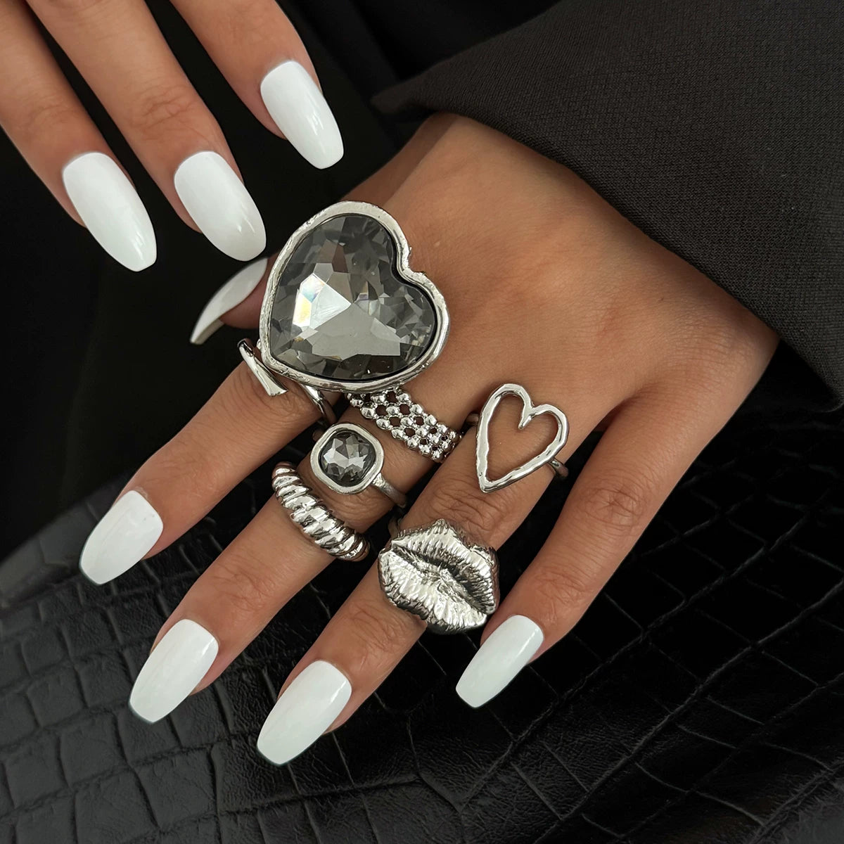 Missy Jewelry - Honor Heart Crystal Ring Set