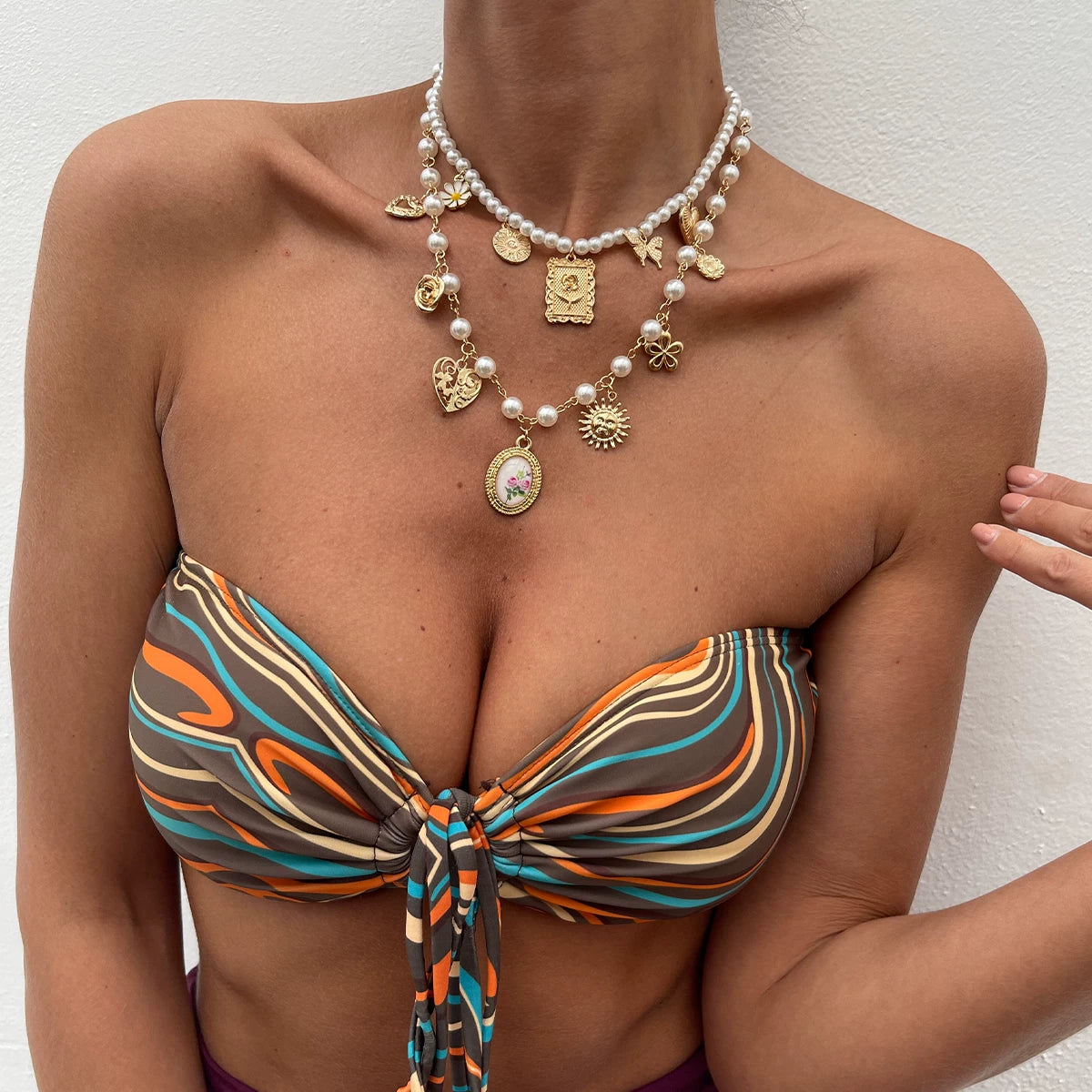 Missy Jewelry - Jameela Pearl Charm Necklace Set
