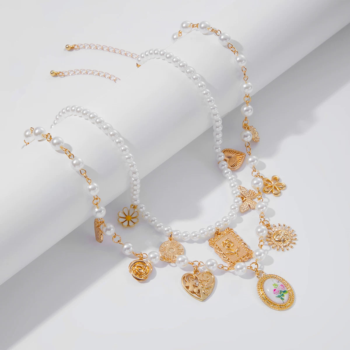 Missy Jewelry - Jameela Pearl Charm Necklace Set