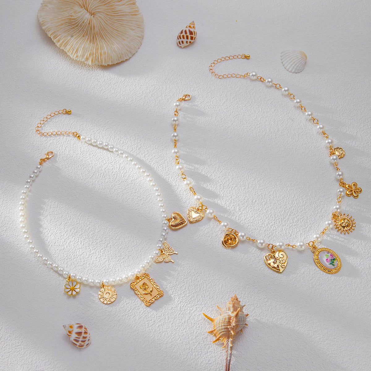 Missy Jewelry - Jameela Pearl Charm Necklace Set