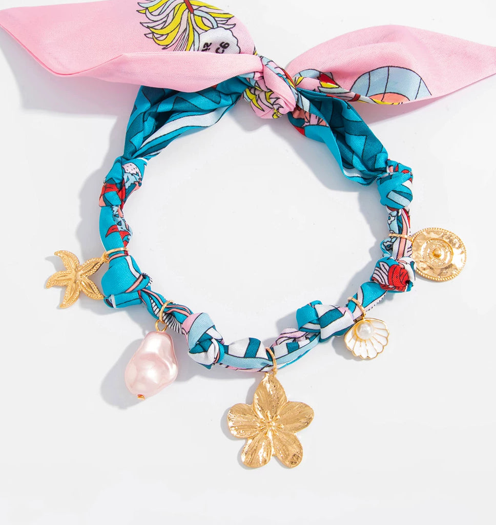Missy Jewelry - Jameela Silk Scarf Charm Necklace