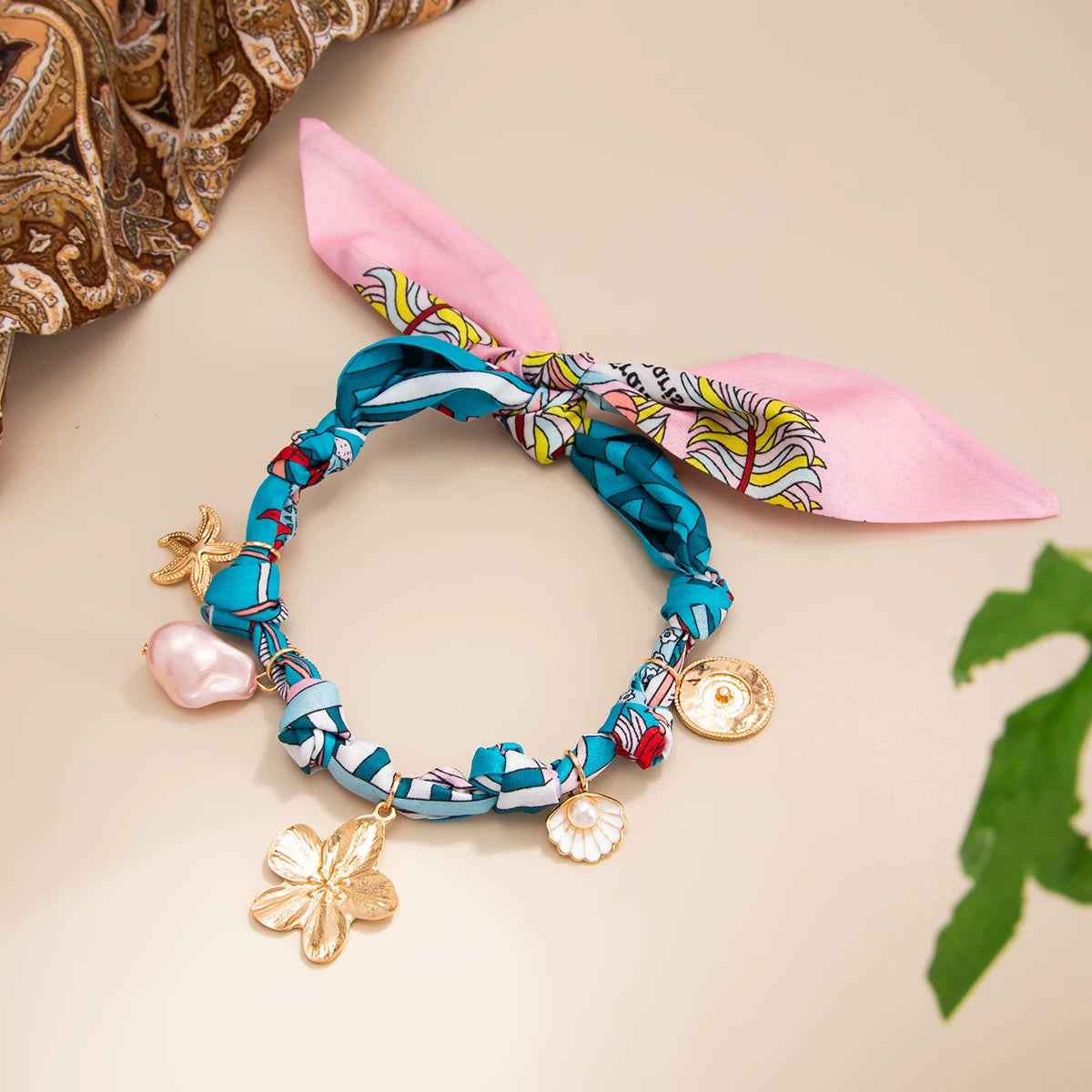 Missy Jewelry - Jameela Silk Scarf Charm Necklace