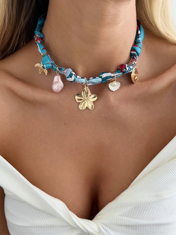 Missy Jewelry - Jameela Silk Scarf Charm Necklace