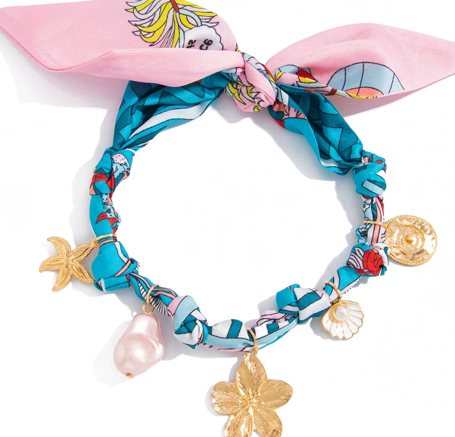 Missy Jewelry - Jameela Silk Scarf Charm Necklace
