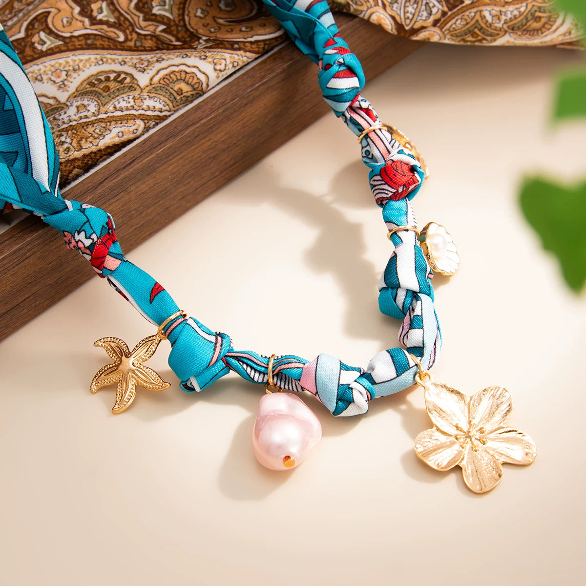 Missy Jewelry - Jameela Silk Scarf Charm Necklace